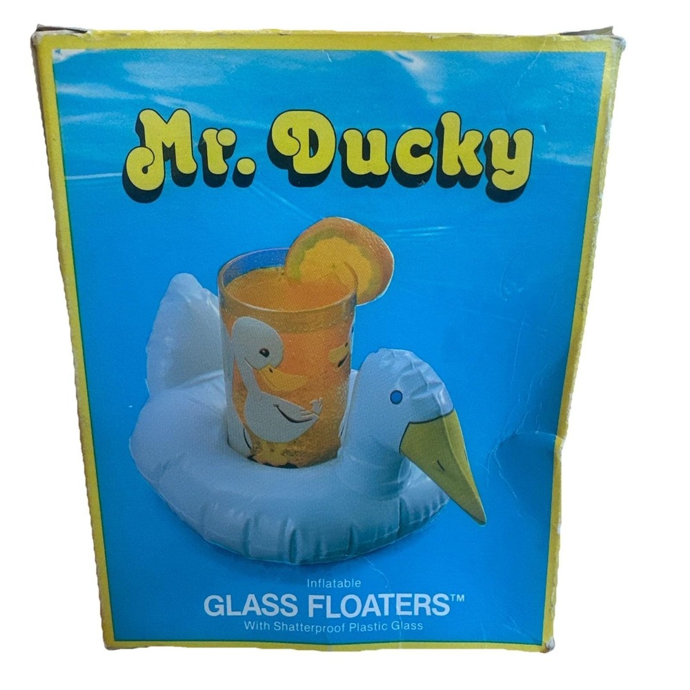 Vintage Inflatable Ducky Floating Pool Glass Caddy Floating Drink Holder NEW NOS